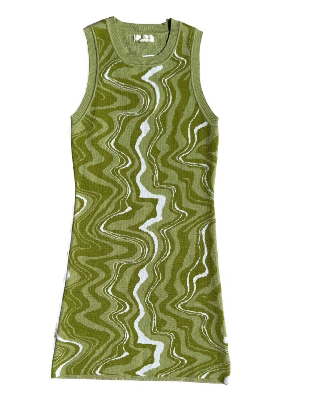 Green Cream Abstract Knit Mini Dress S M